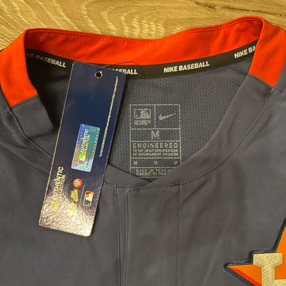 NWT Men Med Nike Astros Authentic On Field Short Sleeve Pullover NKAV-045N - Picture 6 of 6